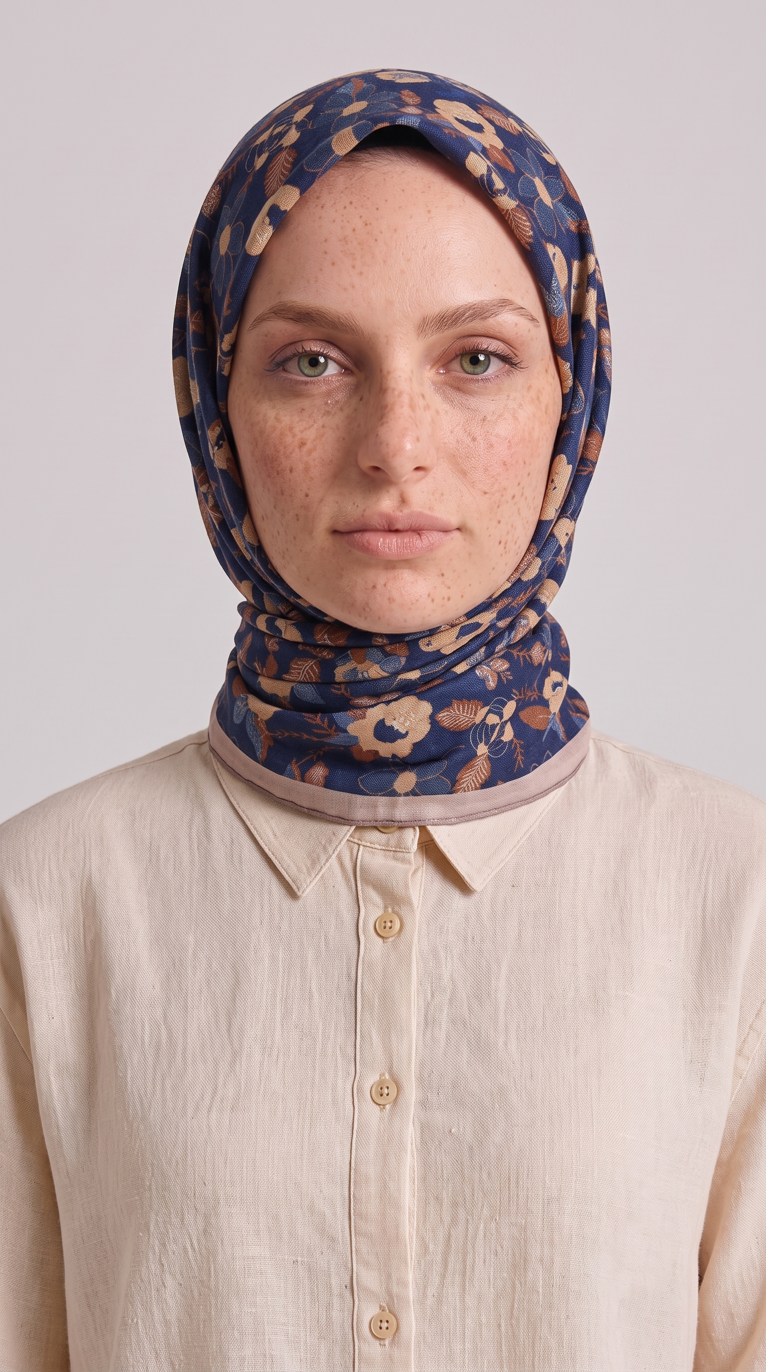 VELORA DESEENLİ COTTON EŞARP - LACİVERT / KİREMİT 