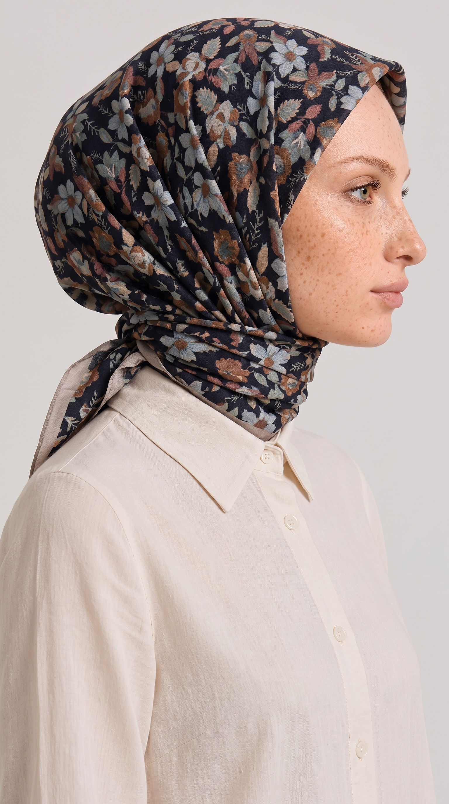 VELORA DESENLİ COTTON EŞARP - BEJ / SİYAH