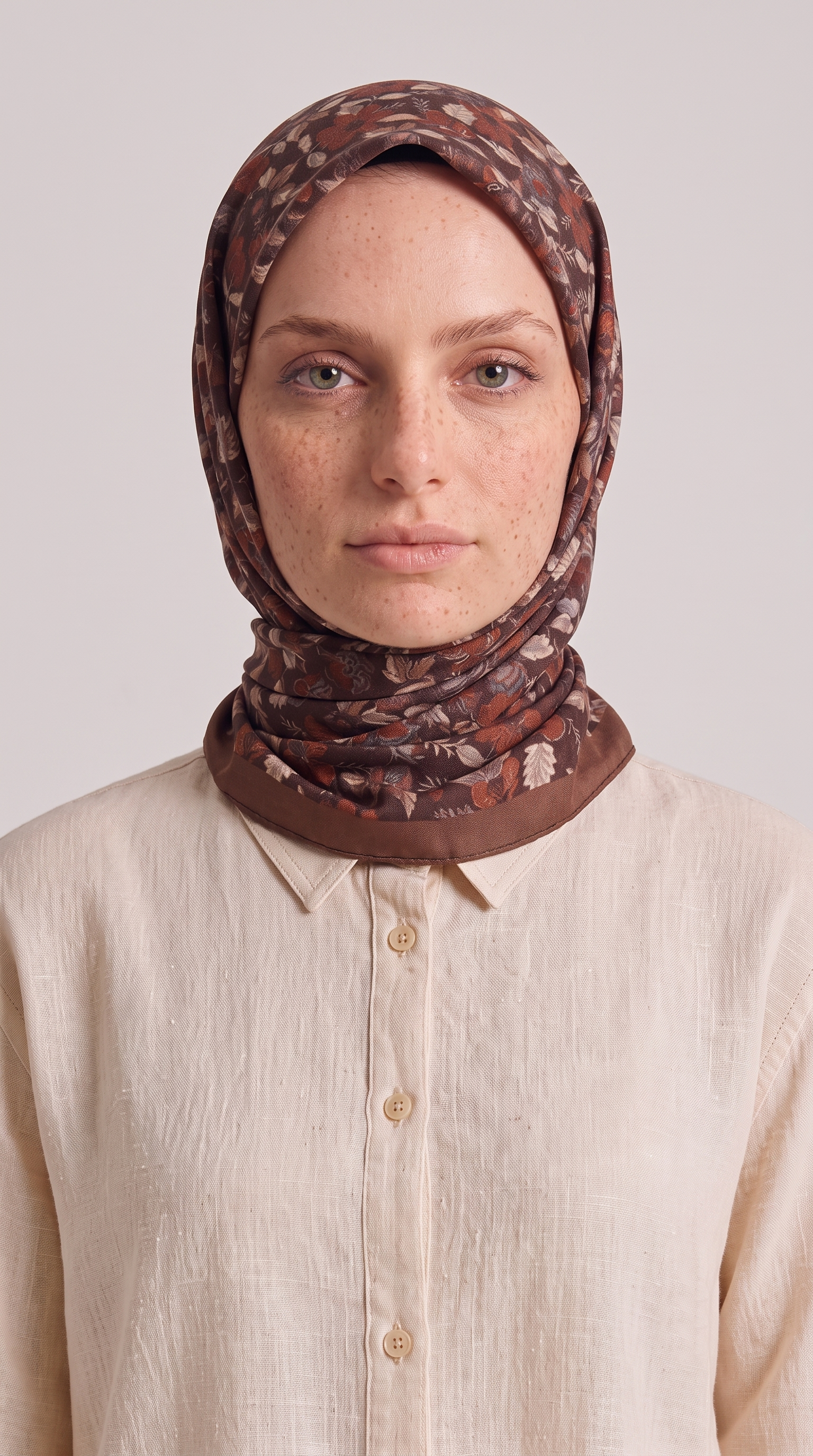 VELORA DESENLİ COTTON EŞARP - KAHVERENGİ