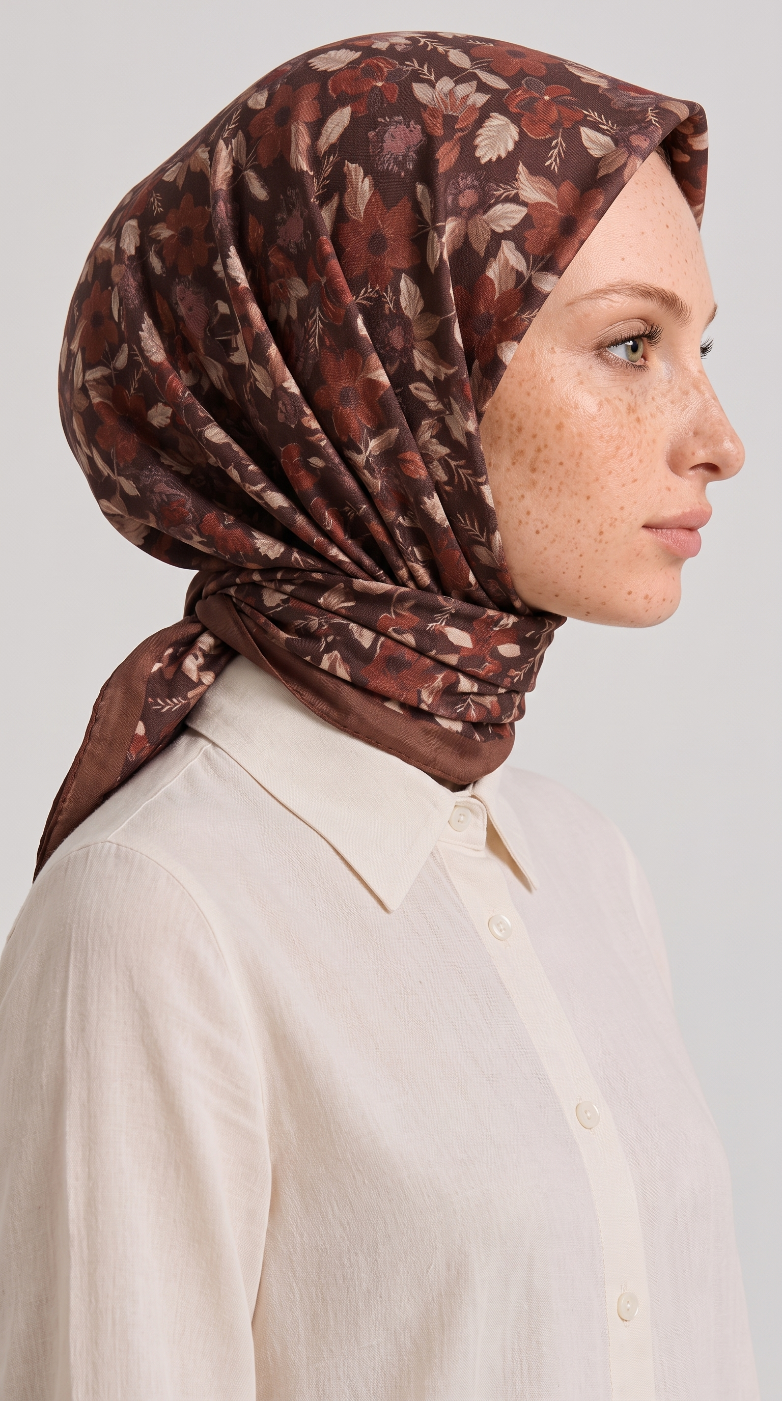 VELORA DESENLİ COTTON EŞARP - KAHVERENGİ