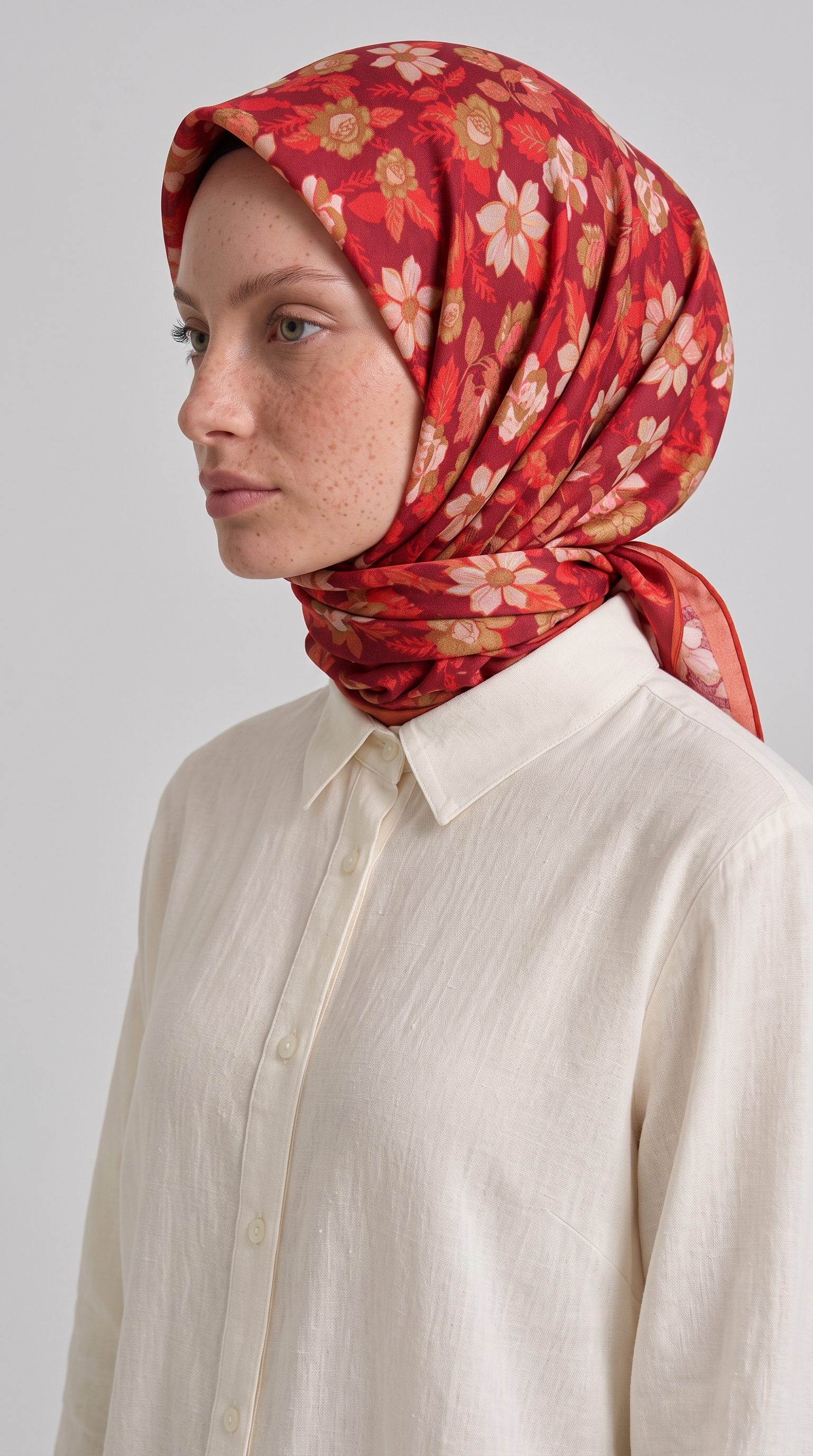 VELORA DESENLİ COTTON  EŞARP - KIRMIZI