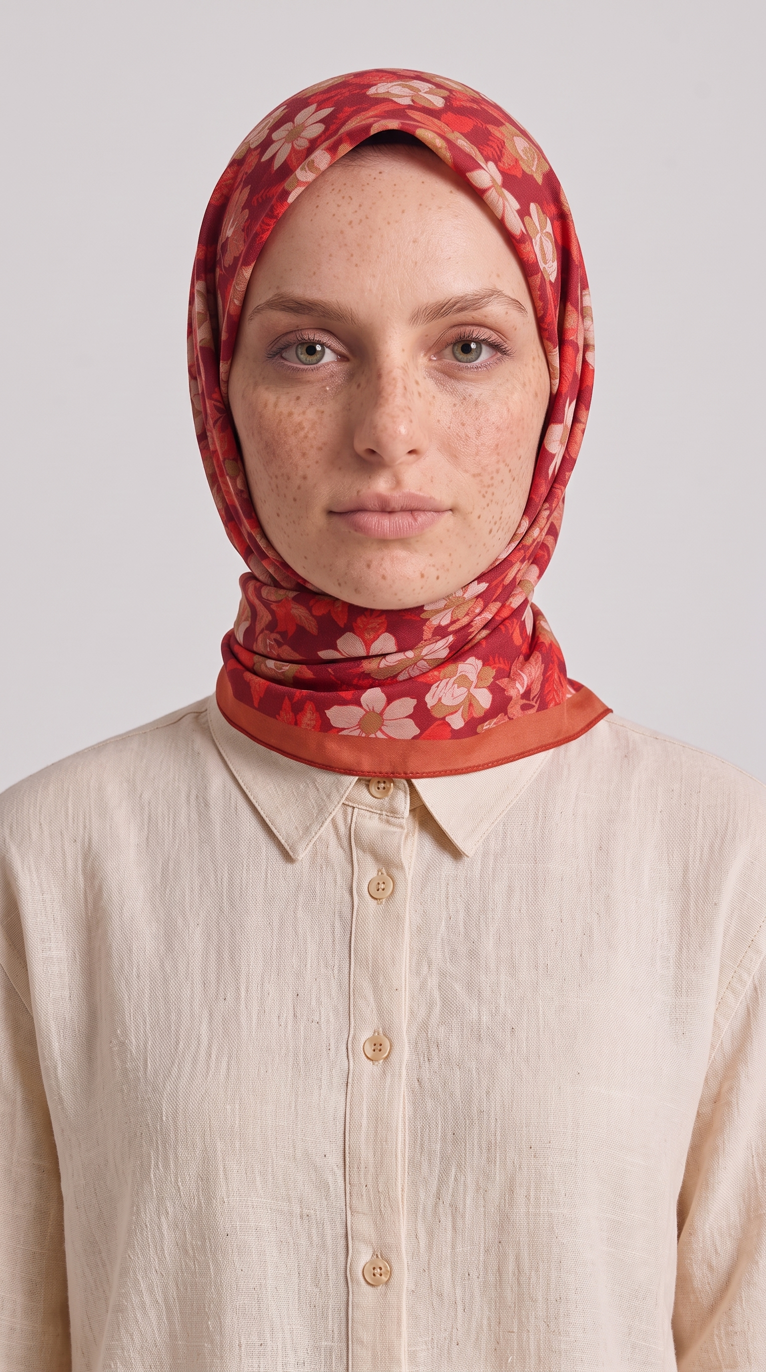 VELORA DESENLİ COTTON  EŞARP - KIRMIZI