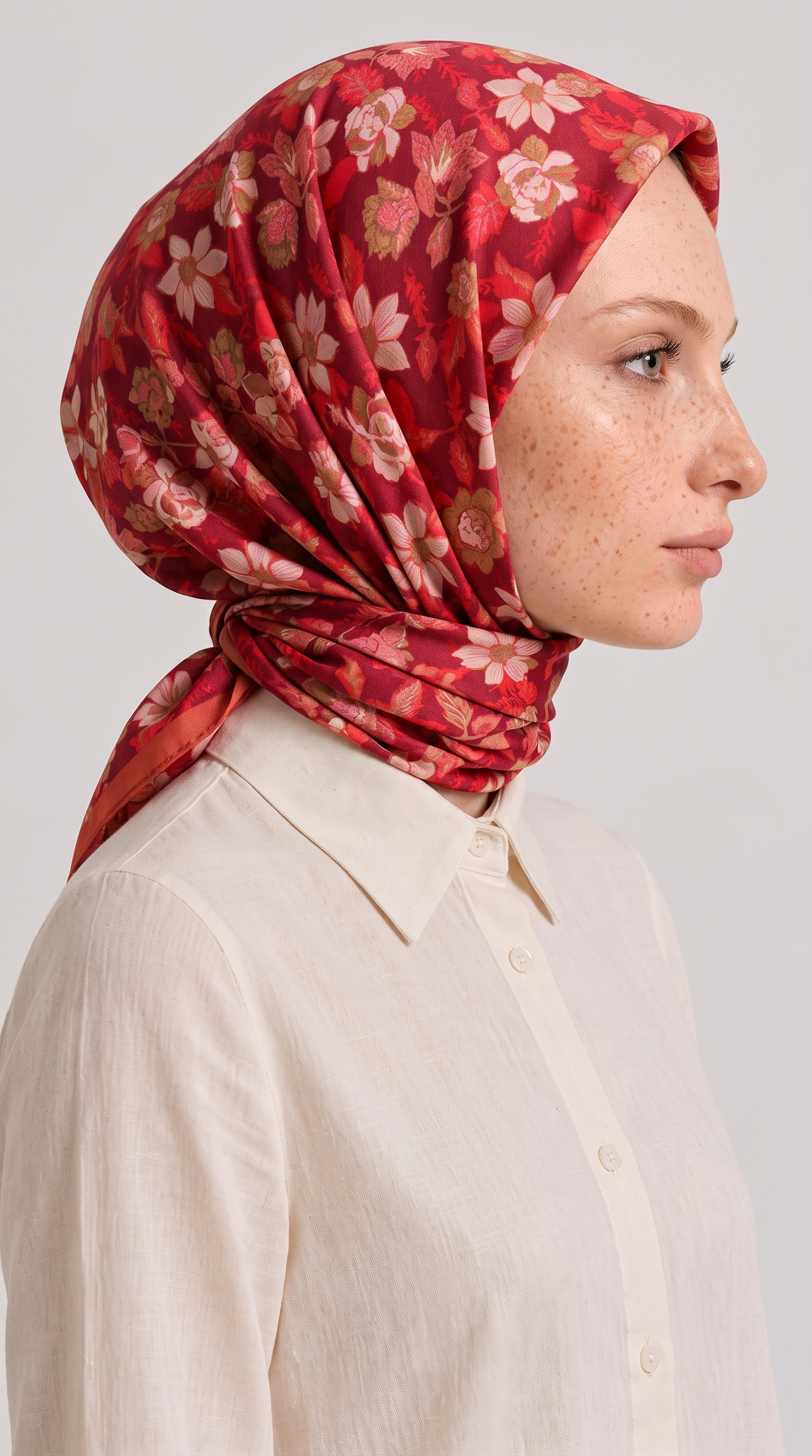 VELORA DESENLİ COTTON  EŞARP - KIRMIZI
