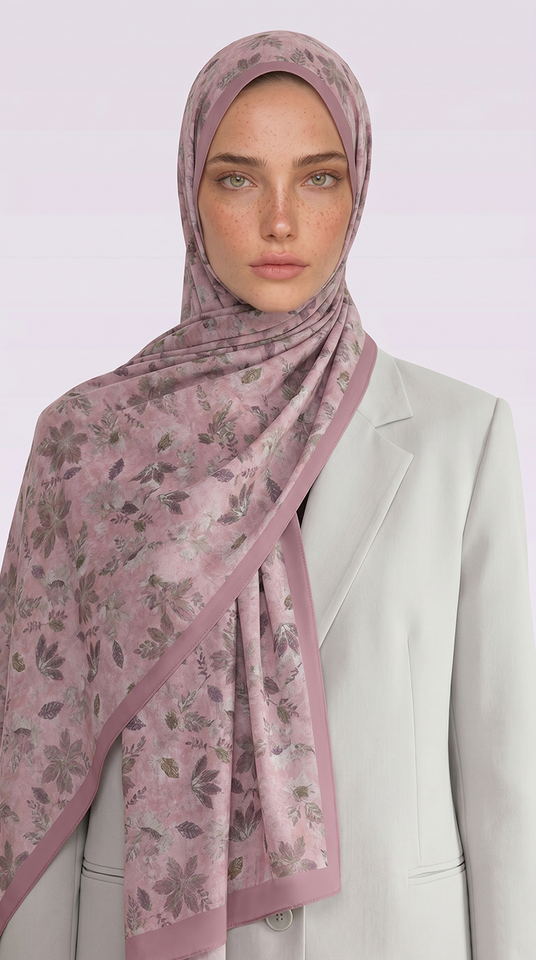 VELORA DESENLİ COTTON ŞAL -  TOZ PEMBE