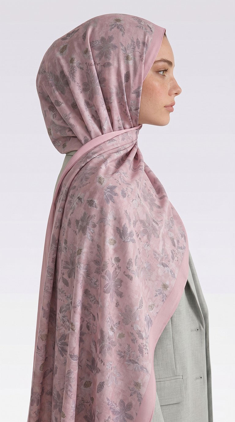 VELORA DESENLİ COTTON ŞAL -  TOZ PEMBE