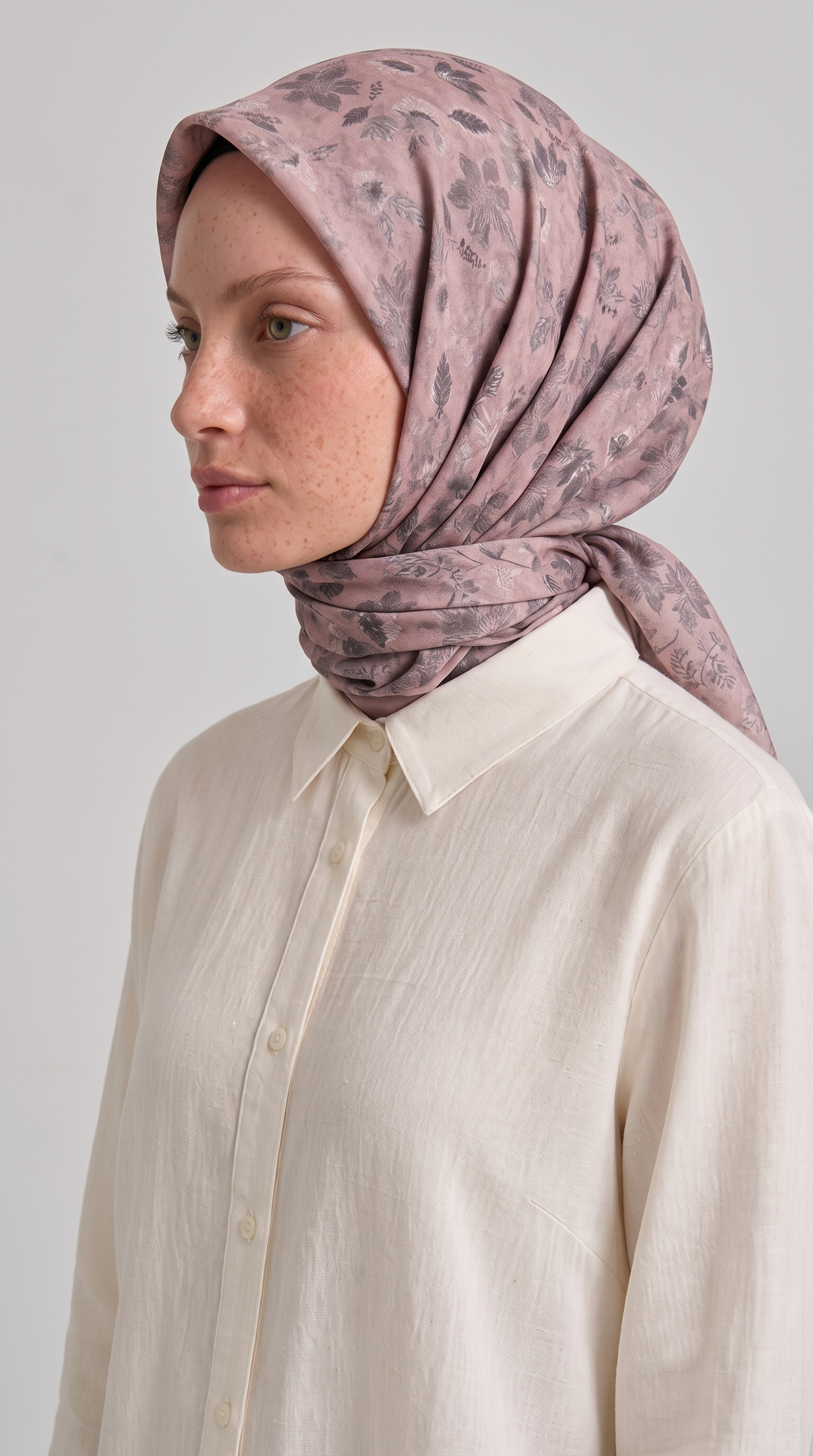 VELORA DESENLİ COTTON ŞAL -  TOZ PEMBE