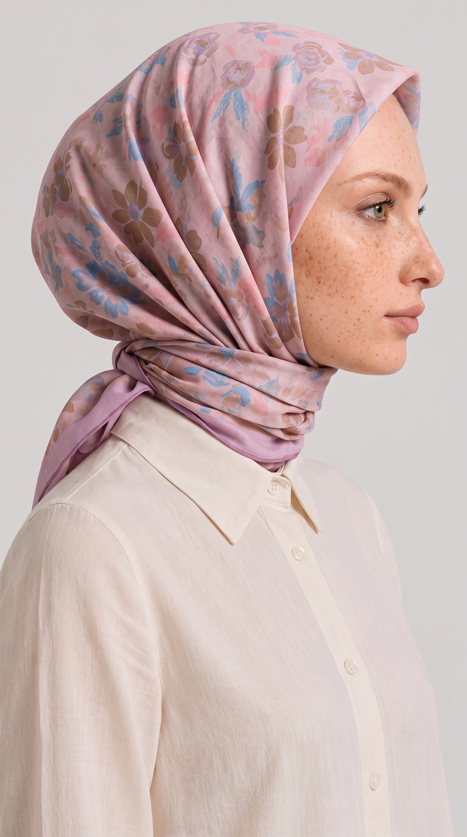 VELORA DESNLİ COTTON EŞARP - PUDRA PEMBE