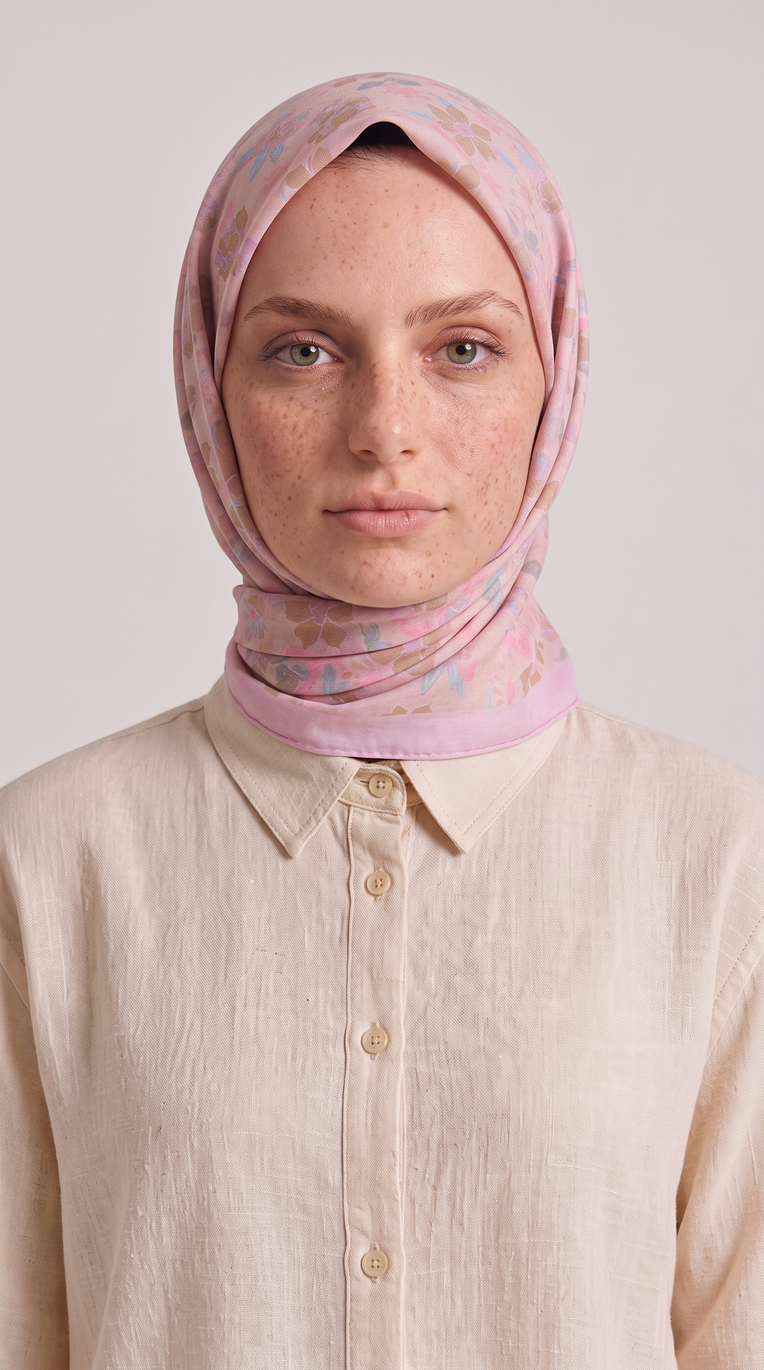 VELORA DESNLİ COTTON EŞARP - PUDRA PEMBE