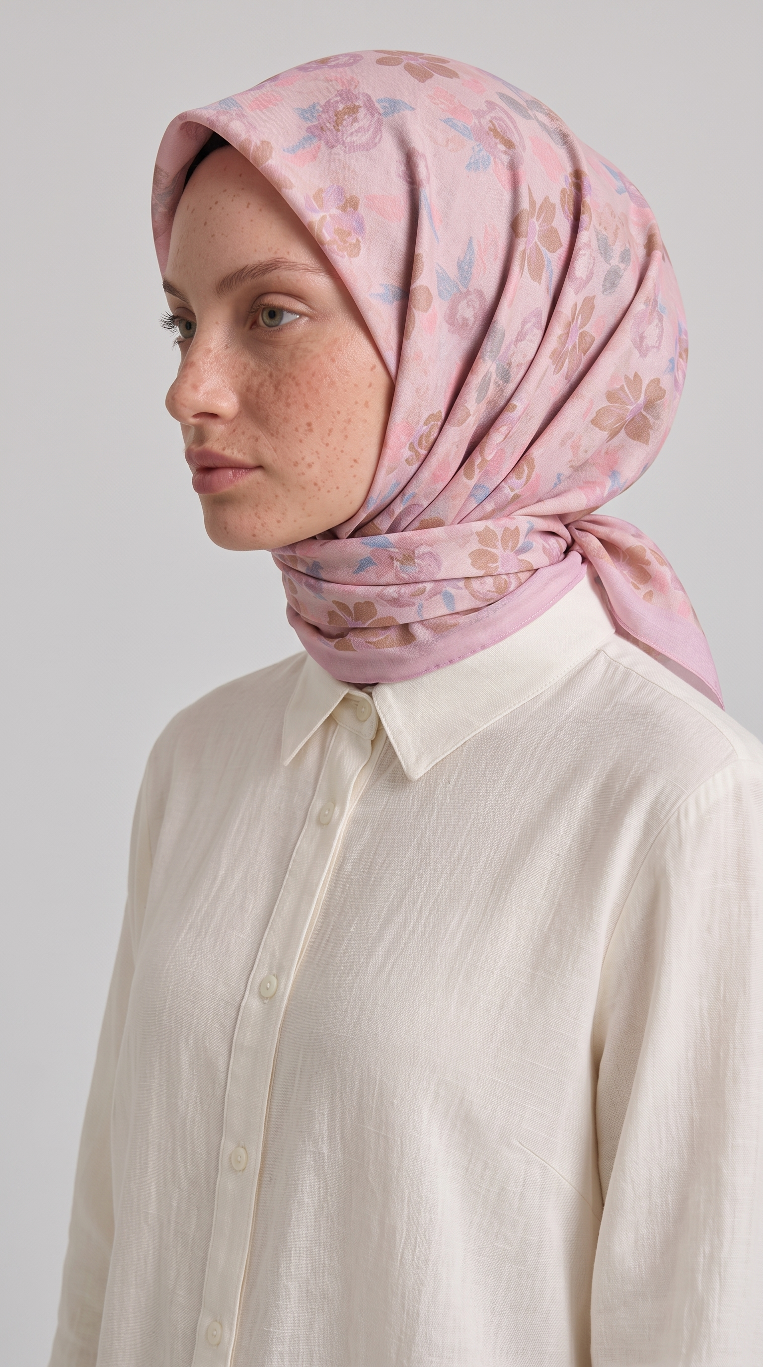 VELORA DESNLİ COTTON EŞARP - PUDRA PEMBE