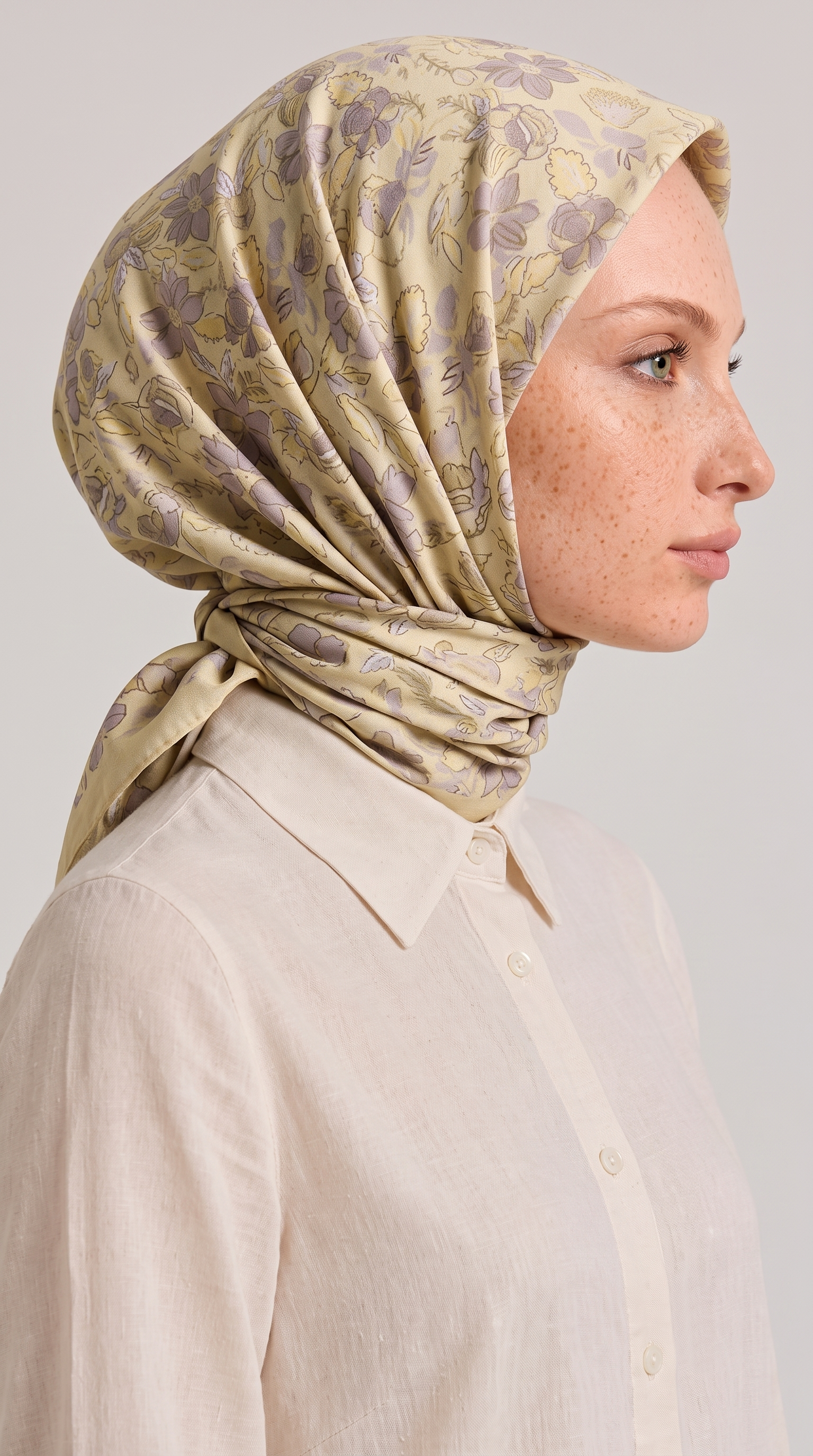 VELROA DESENLİ COTTON EŞARP - SARI