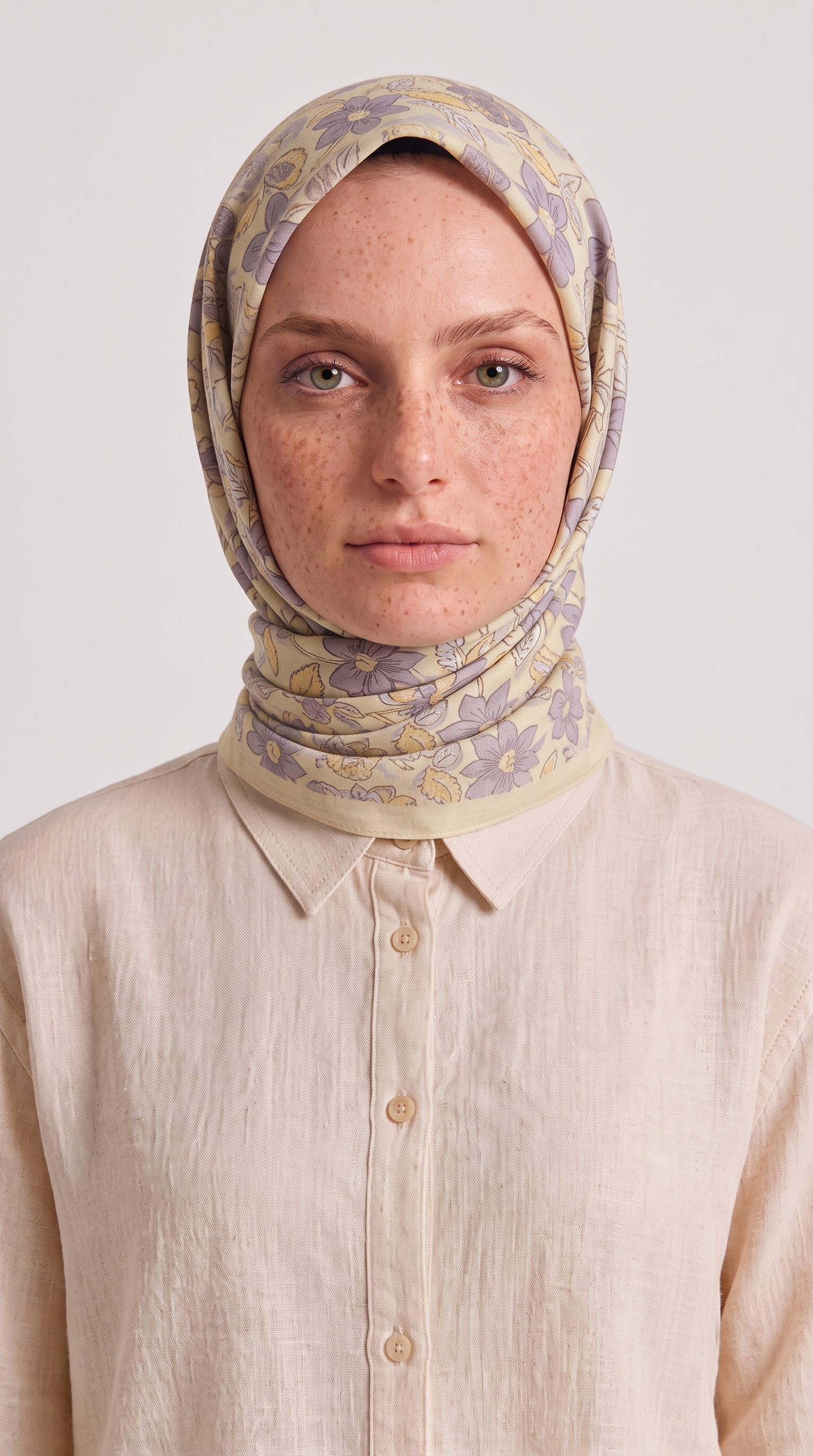 VELROA DESENLİ COTTON EŞARP - SARI