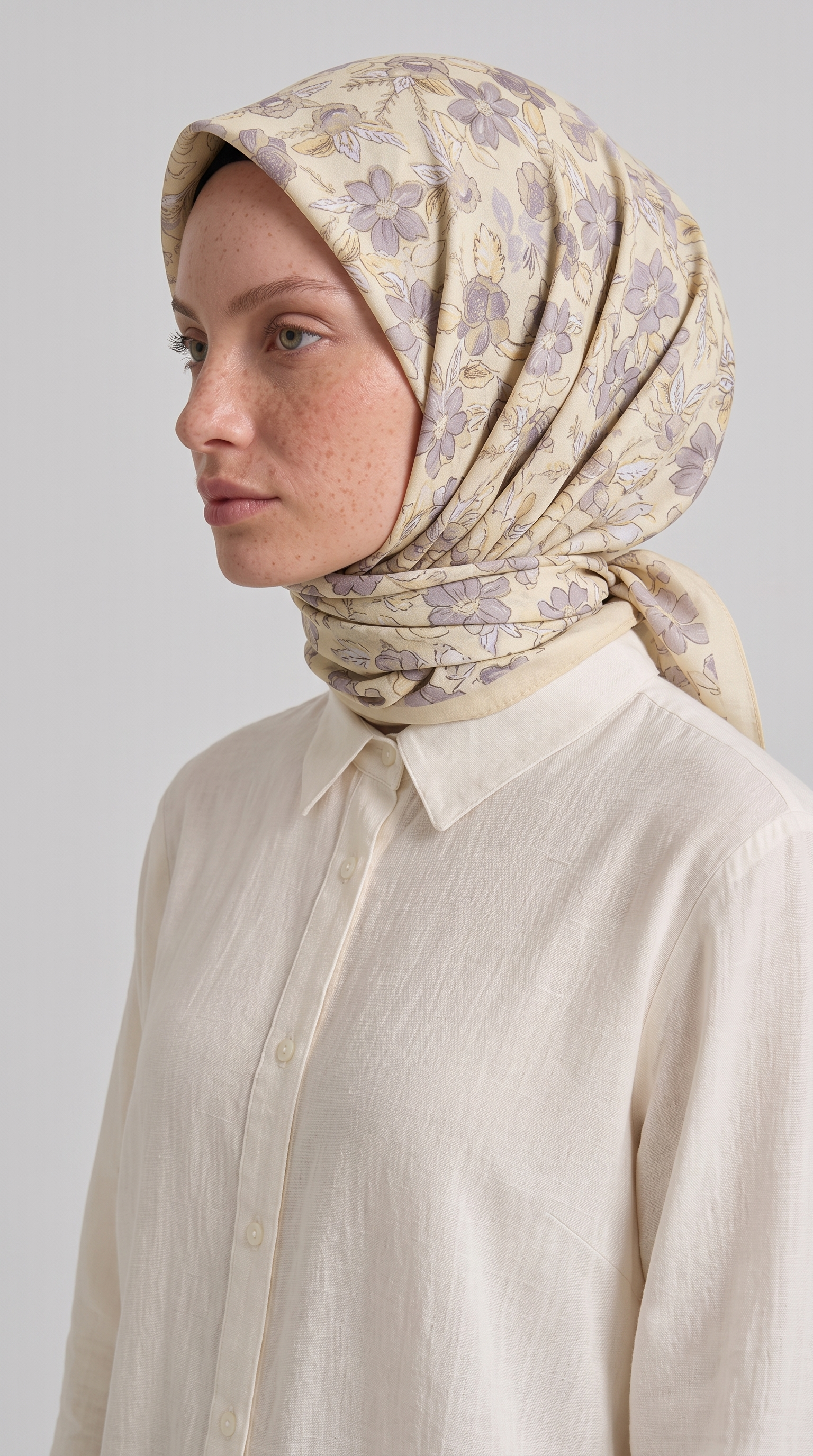 VELROA DESENLİ COTTON EŞARP - SARI