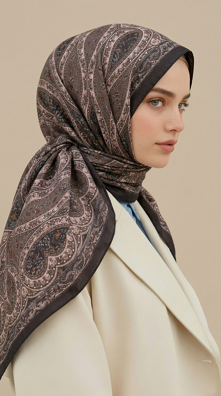 VİRELLA 120*120 CM COTTON ŞAL EŞARP - GÜL KURUSU