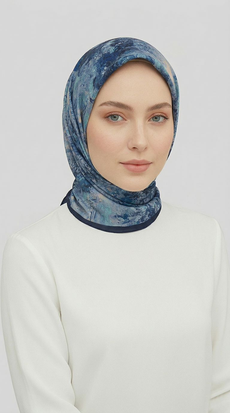 ZARAFET DESENLİ RAYON EŞARP -  LACİVERT