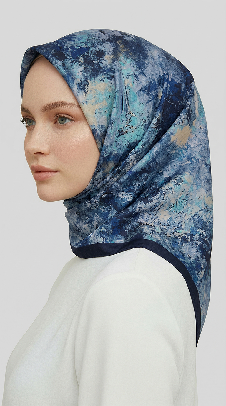 ZARAFET DESENLİ RAYON EŞARP -  LACİVERT