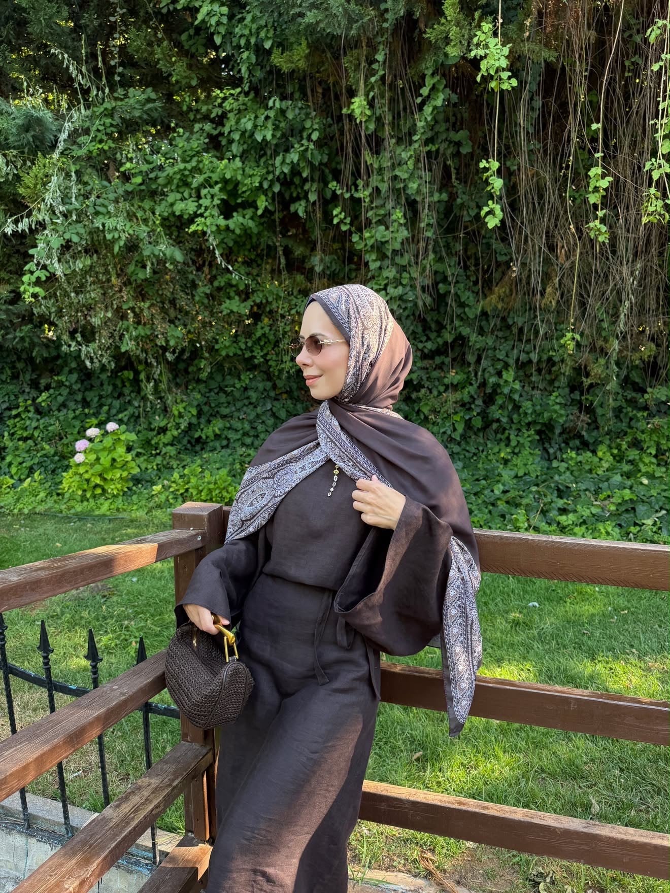 ZİNCİR DESENLİ COTTON ŞAL -ACI KAHVE