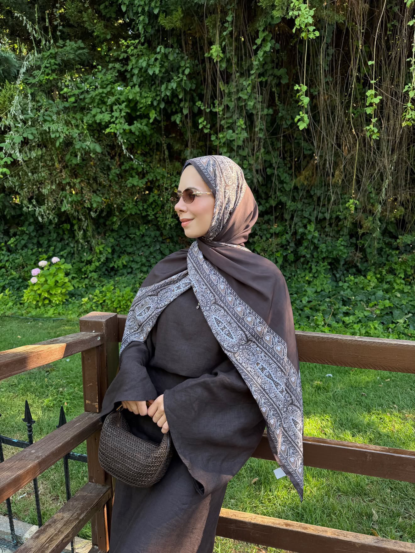 ZİNCİR DESENLİ COTTON ŞAL -ACI KAHVE