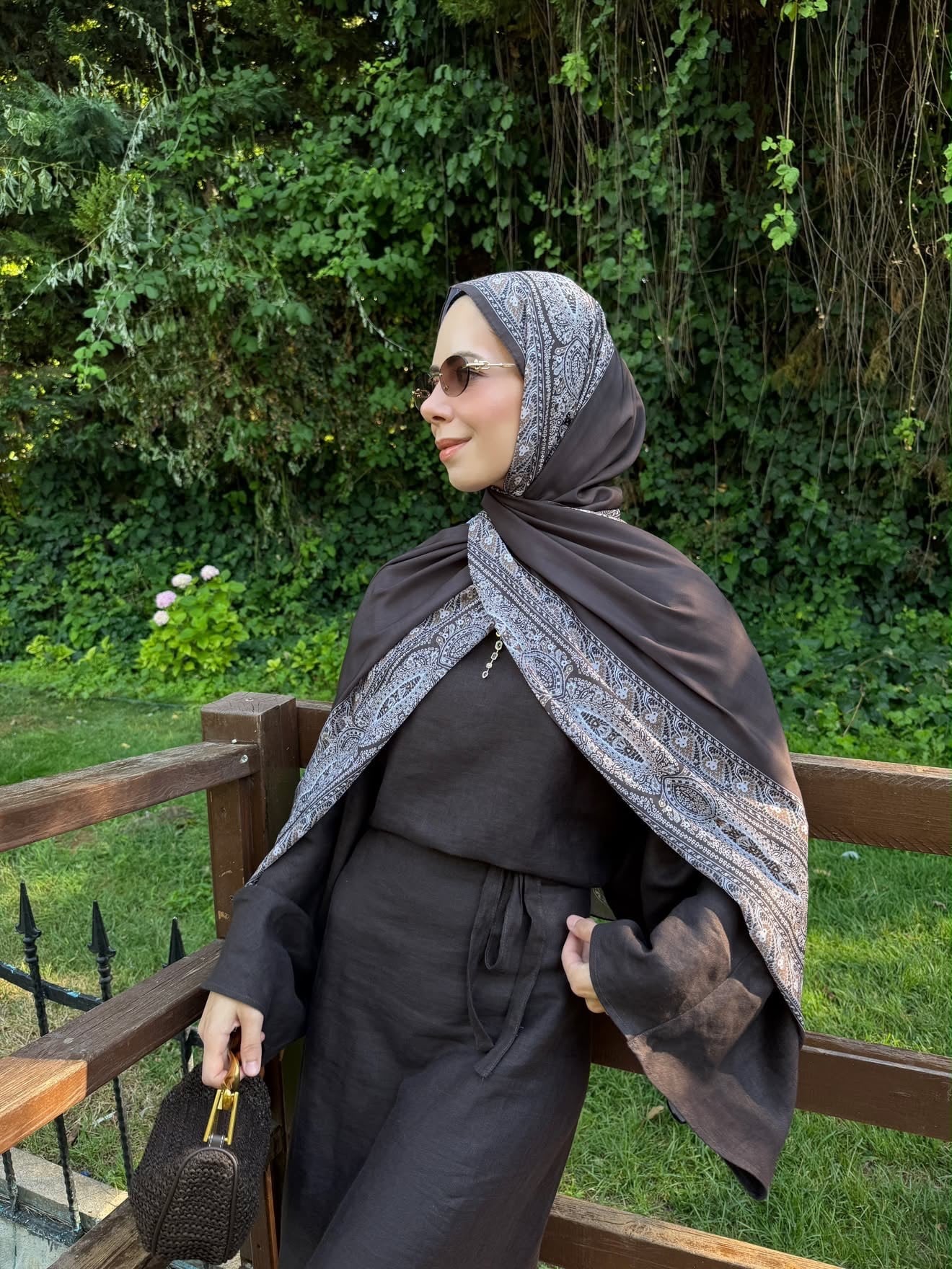 ZİNCİR DESENLİ COTTON ŞAL -ACI KAHVE