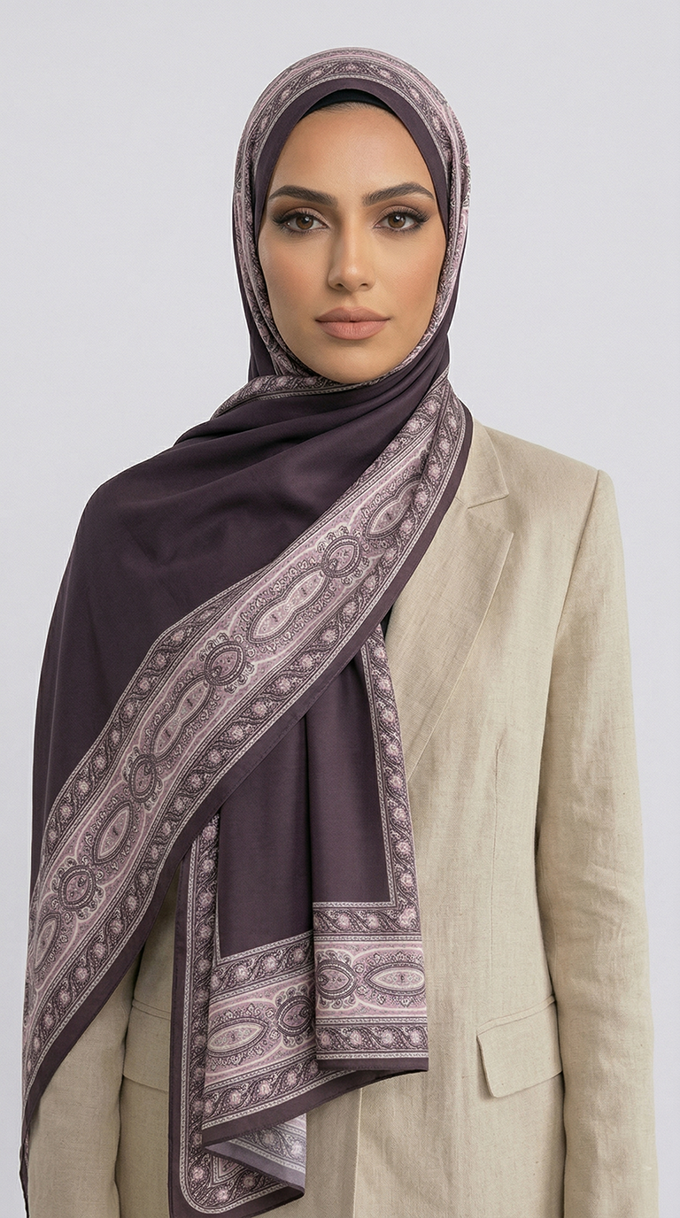 ZİNCİR DESENLİ COTTON ŞAL -KAHVERENGİ