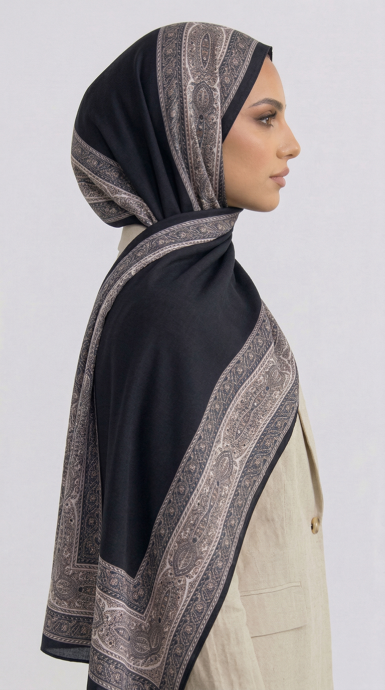 ZİNCİR DESENLİ COTTON ŞAL - MAVİ