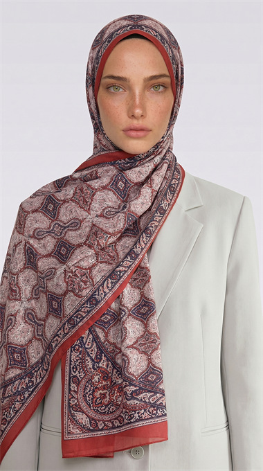 Karaca EşarpCOTTON ŞAL AHENK DESENLİ COTTON ŞAL - KIRMIZI