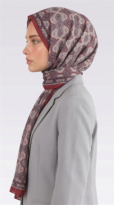 AHENK DESENLİ COTTON ŞAL - KIRMIZI