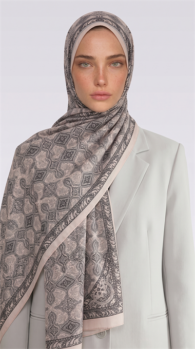 Karaca EşarpCOTTON ŞAL AHENK DESENLİ COTTON ŞAL - KREM 