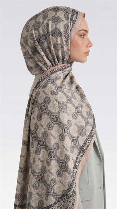 AHENK DESENLİ COTTON ŞAL - KREM 