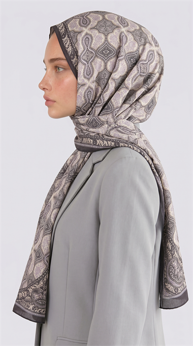 AHENK DESENLİ COTTON ŞAL - KREM / KAHVE