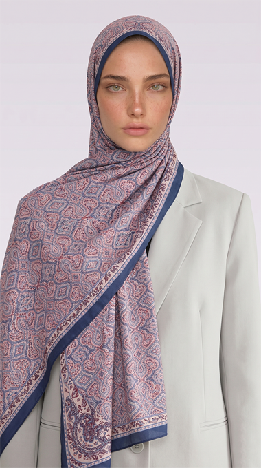 Karaca EşarpCOTTON ŞAL AHENK DESENLİ COTTON ŞAL - LACİVERT / KREM