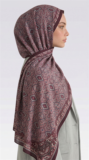 AHENK DESENLİ COTTON ŞAL - SİYAH / KIRMIZI