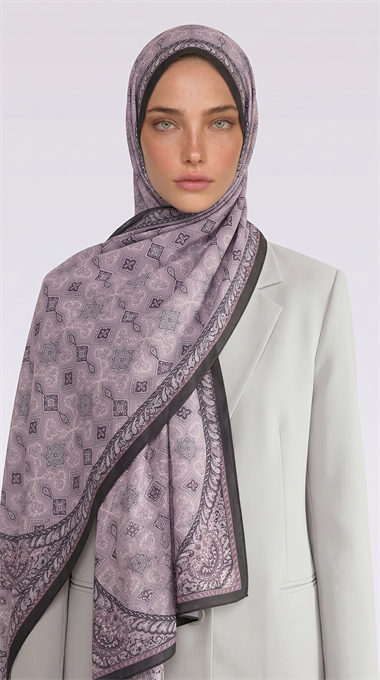 AHENK DESENLİ COTTON ŞAL - TOZ PEMBE