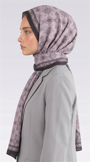 AHENK DESENLİ COTTON ŞAL - TOZ PEMBE