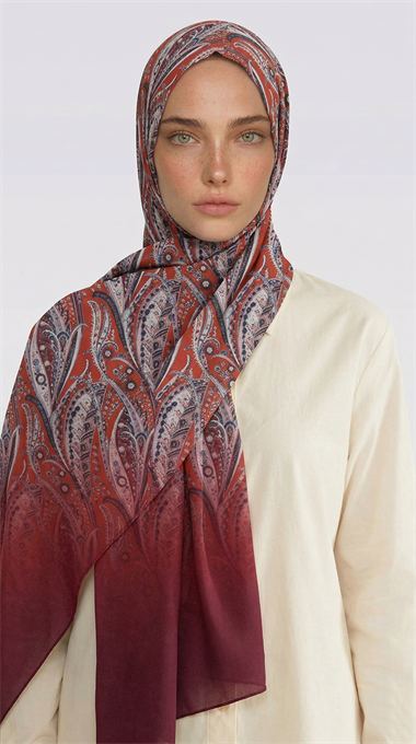 ALMERA DESENLİ COTTON ŞAL - KIRMIZI