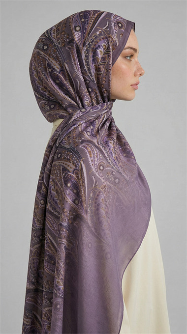 ALMERA DESENLİ COTTON ŞAL - MOR / GÜL KURUSU