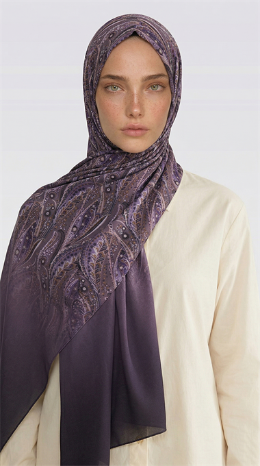 ALMERA DESENLİ COTTON ŞAL - MOR / GÜL KURUSU