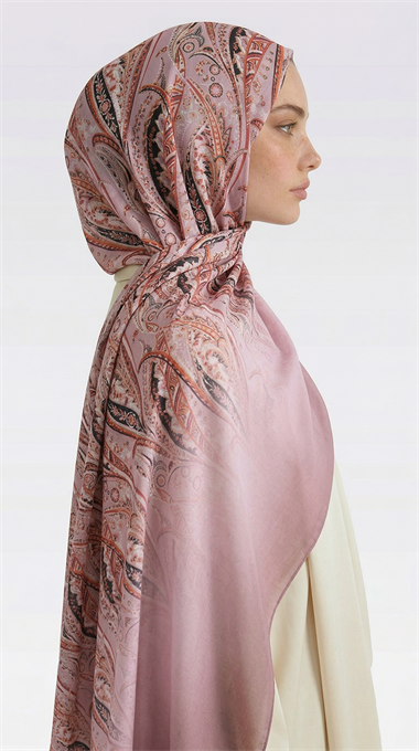 ALMERA DESENLİ COTTON ŞAL -PEMBE