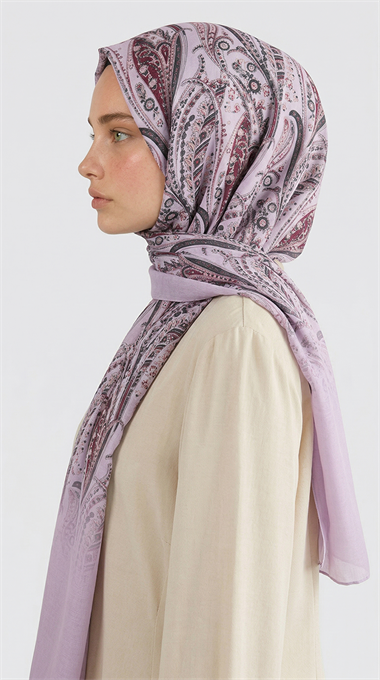ALMERA DESENLİ COTTON ŞAL - TOZ PEMBE / KIRMIZI