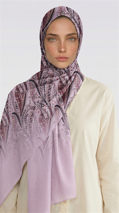 ALMERA DESENLİ COTTON ŞAL - TOZ PEMBE / KIRMIZI