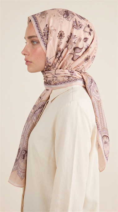 ALYA ETNİK DESENLİ COTTON ŞAL - KAHVERENGİ / SOMON