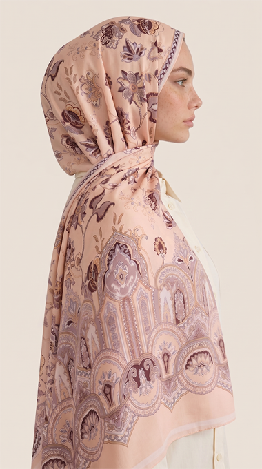 Karaca EşarpCOTTON ŞAL ALYA ETNİK DESENLİ COTTON ŞAL - KAHVERENGİ / SOMON