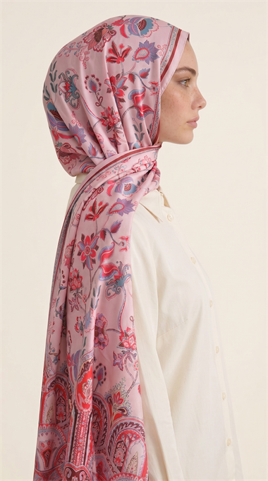 Karaca EşarpCOTTON ŞAL ALYA ETNİK DESENLİ COTTON ŞAL - KIRMIZI / SOMON