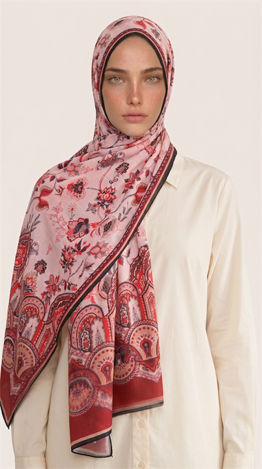 Karaca EşarpCOTTON ŞAL ALYA ETNİK DESENLİ COTTON ŞAL - KIRMIZI 