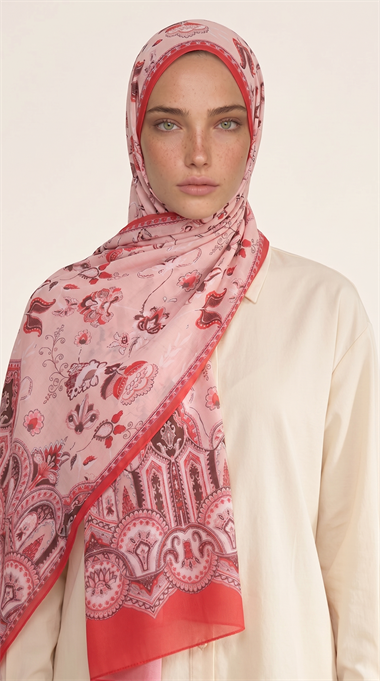 Karaca EşarpCOTTON ŞAL ALYA ETNİK DESENLİ COTTON ŞAL - KIRMIZI / KREM 