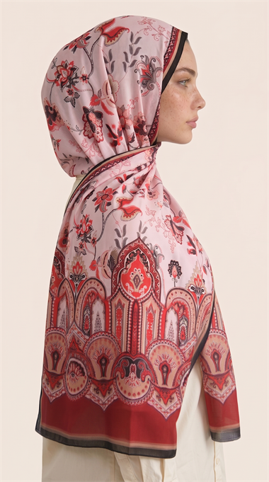 ALYA ETNİK DESENLİ COTTON ŞAL - KIRMIZI 