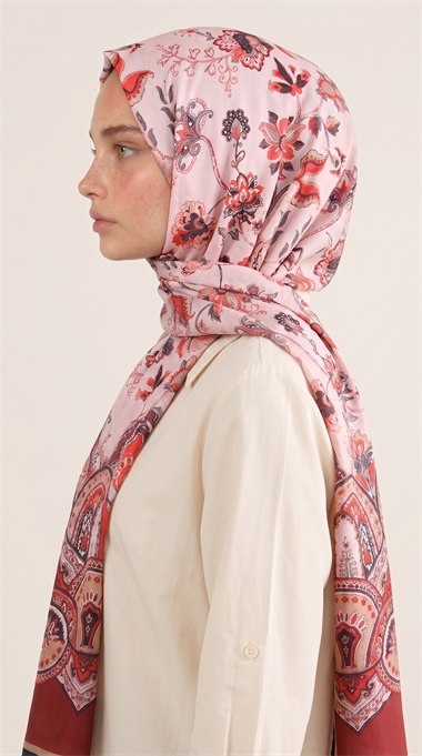 ALYA ETNİK DESENLİ COTTON ŞAL - KIRMIZI 