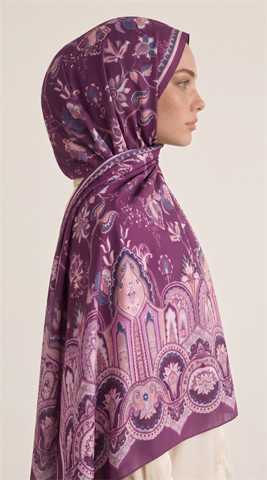 Karaca EşarpCOTTON ŞAL ALYA ETNİK DESENLİ COTTON ŞAL - MOR