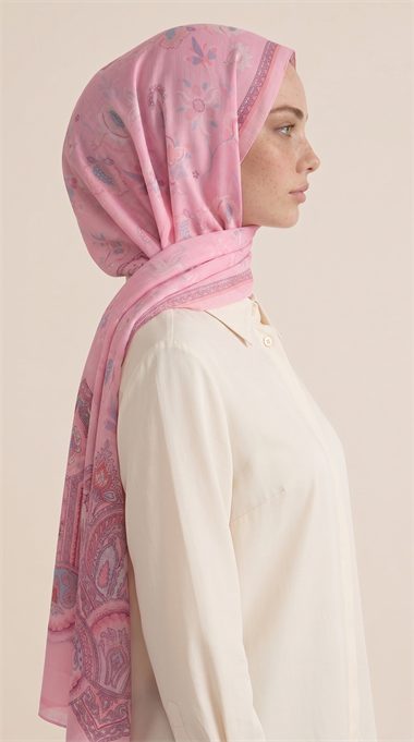 ALYA ETNİK DESENLİ COTTON ŞAL - PEMBE