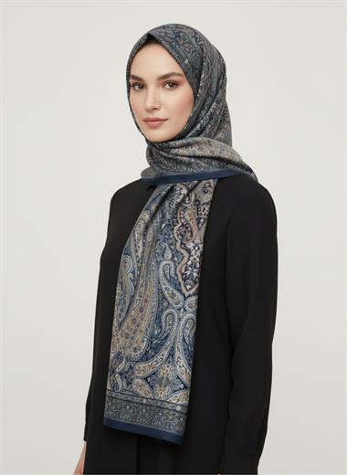 ARİA DESEN COTTON ŞAL -  MAVİ