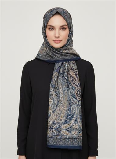 ARİA DESEN COTTON ŞAL -  MAVİ